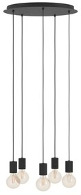 Eglo 390267 - Csillár zsinóron HUEBRO 5xE27/40W/230V fekete