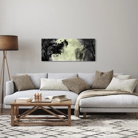 Kép - Telihold a felszín felett, fekete-fehér változat (120x50 cm)