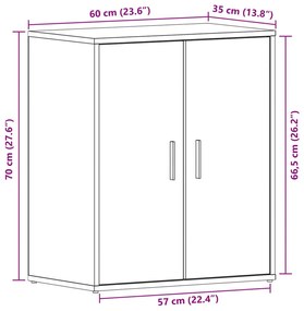 vidaXL Cipőszekrény Fekete Tölgy 60x35x70 cm Műgyanta