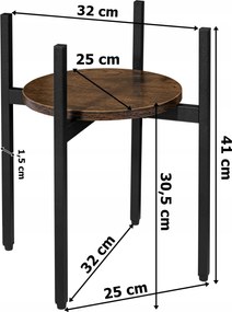 Kerek virágállvány TAYLOR ⌀ 32 cm, rusztikus barna/fekete