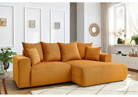 Okkersárga bársony sarokkanapé Enjoy – Bobochic Paris