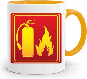 Sárga Bögre Tűzoltóknak Tűzoltó És Tűz Ajándék fényképes nyomtatással