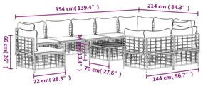 vidaXL 11 részes antracitszürke polyrattan kerti ülőgarnitúra párnával
