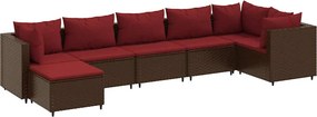 vidaXL 7 részes barna polyrattan kerti ülőgarnitúra párnákkal