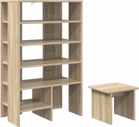 vidaXL Cipőszekrény polcokkal tárolóval 2 pcs Sonoma tölgy Faanyag