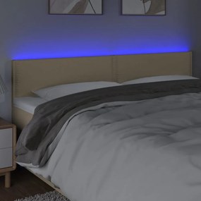 krémszínű szövet LED-es fejtámla 200x5x78/88 cm