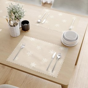 Goldea karácsonyi viaszosvászon reggeliző alátét - hópelyhek latte alapon - 2db 30 x 40 cm