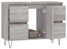 Szürke sonoma színű szerelt fa mosdószekrény 80 x 33 x 60 cm