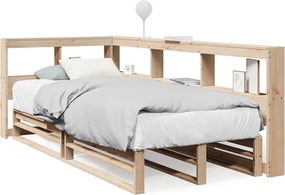 vidaXL tömör fenyőfa könyvespolcos ágy matrac nélkül 90 x 190 cm