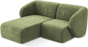 Zöld zsenília sarokkanapé (bal oldali-heverő résszel) Lani – Makamii