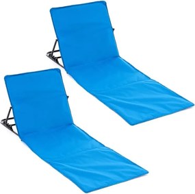 Állítható strandszőnyeg háttámlával 2 db kék