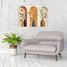 Üveg kép - Vázák boltívekben (70x50 cm)