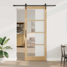 Egyszerű Csúszó Ajtó Barna 83 x 232 cm Fa és fém