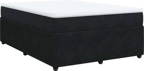 vidaXL fekete bársony rugós ágy matraccal 140 x 190 cm