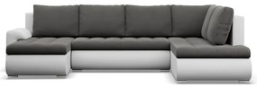 Tokio U sarokkanapé, 3 ágyneműtartóval, bársony + műbőr, jobboldali, szürke - fehér