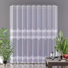 Gyönyörű finom jacquard függöny fehér Muriela szalaggal 300x250cm