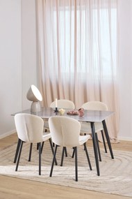 MAZZONI EXPORT FIORA Bézs (Apia 453 szövet) / fekete váz – MODERN KÁRPITOZOTT CHENILLE SZÉK NAPPALIBA/ÉTKEZŐBE