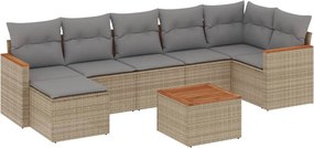 vidaXL 8 részes bézs polyrattan kerti ülőgarnitúra párnával