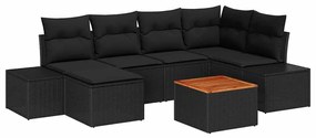 vidaXL Kerti Kanapé Szett 7 pcs Fekete