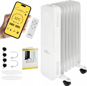 Elektromos olajradiátor Mission Air Oslo fehér 1500W fehér Wifi Időzítő