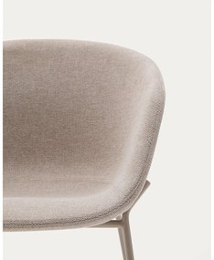 Bézs kárpitozott karfás étkezőfotel Yvette – Kave Home