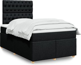 vidaXL fekete szövet rugós ágy matraccal 120 x 200 cm