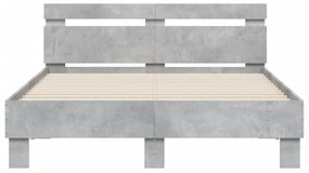 betonszürke szerelt fa ágykeret fejtámlával 120x200 cm