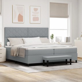 Box Spring Ágy Matraccal és PadVilágosszürke 200x200 cm Szövet