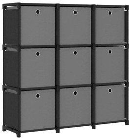 vidaXL 9 rekeszes fekete szövet polc dobozokkal 103 x 30 x 107,5 cm