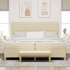 Boxspring Ágy Mattal és Pad Krém 200x200 cm Szövet