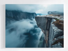 Poszter Skandinávia Norvégia Hegyek Szikla Kilátás Köd 80x60