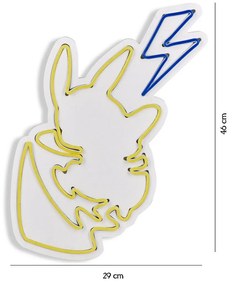 Műanyag LED-es fali dekoráció, Pikachu - Sárga Blue