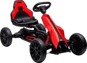 HOMCOM Go-Kart Pedálos Autó Kézifékkel, Állítható Üléssel, Előre és Hátra Sebességekkel, EVA Kerekekkel, Gyerekeknek 3-8 Éves Korig Piros | Aosom