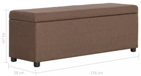 barna poliészter pad tárolórekesszel 116 cm