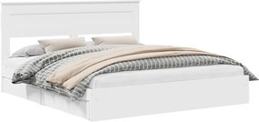 vidaXL Tárolós Ágy fejtámlával fiókkal Fehér 200 x 200 cm Faanyag