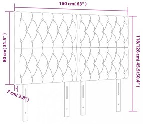 sötétbarna szövet LED-es fejtámla 160x7x118/128 cm