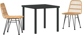 vidaXL Kert étkező szett 3 pcs Barna Porszórt acél