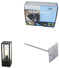 Álló kültéri lámpa fekete 40 cm talp és kábelcsatlakozóval - Charlois