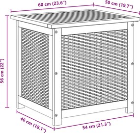 vidaXL Kerti Tároló Doboz 185 L Tömör Akácfa 60 x 50 x 56 cm Bézs