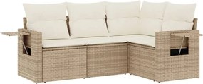 vidaXL 4 részes bézs polyrattan kerti ülőgarnitúra párnákkal