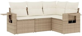 vidaXL 4 részes bézs polyrattan kerti ülőgarnitúra párnákkal