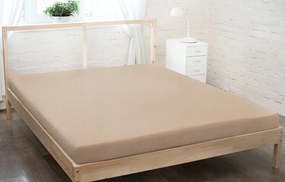 Gumis jersey lepedő 180x200 sötét bézs