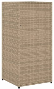 bézs polyrattan kerti tárolószekrény 55 x 55 x 111 cm