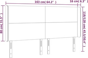 sötétbarna szövet fejtámla szárnyakkal 163x16x118/128 cm