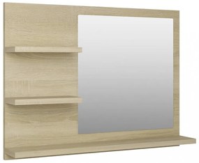 sonoma tölgy színű szerelt fa fürdőszobai tükör 60x10,5x45 cm