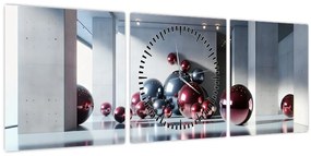 Kép - 3D tér gömbökkel II. (órával) (90x30 cm)