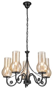 Brilagi - LED Csillár láncon COTTAGE 5xE14/40W/230V fekete/barna