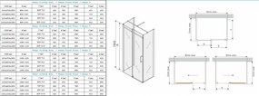 Mexen Omega 3 falas zuhanykabin 150x90cm, 8mm üveg, króm profil-átlátszó üveg, 825-150-090-03-00