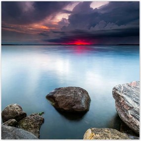 Poszterek 100x100 Sziklák Tenger Naplemente