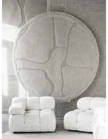 Világosszürke gyapjú kerek szőnyeg ø 133 cm Morphic Organica – Agnella